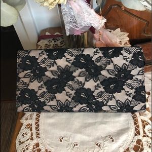 Black lace clutch purse